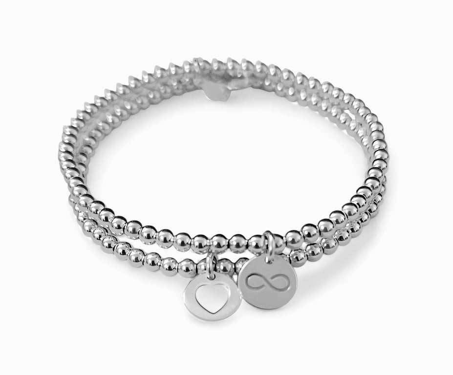 Sterling Silver Stretch Charm Bracelet Stacking Set