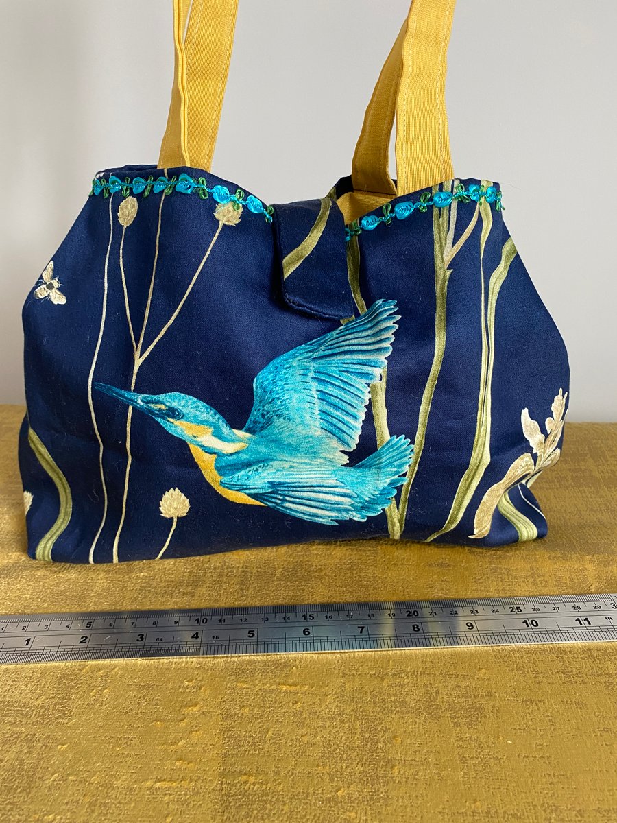 Reserved for Tracy - Navy Grab Bag in 'Kingfisher and Iris - by Sanderson"