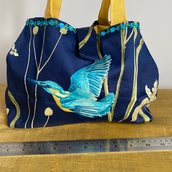 Reserved for Tracy - Navy Grab Bag in 'Kingfisher and Iris - by Sanderson"