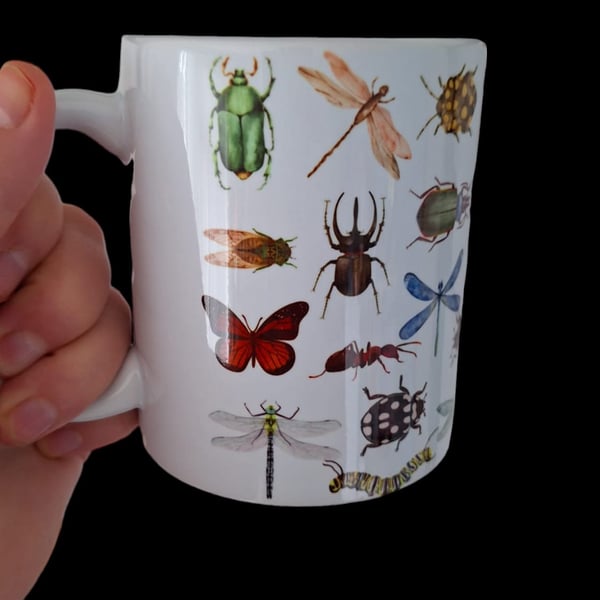 Insects Bugs Entomology wrap around design Mug 11oz for Nature Nerds Bug Lovers 
