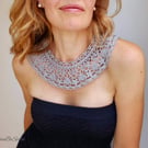 Hand crochet silk detachable collar, Lace knit necklace, Retro style collar