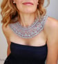 Hand crochet silk detachable collar, Lace knit necklace, Retro style collar - Image 1
