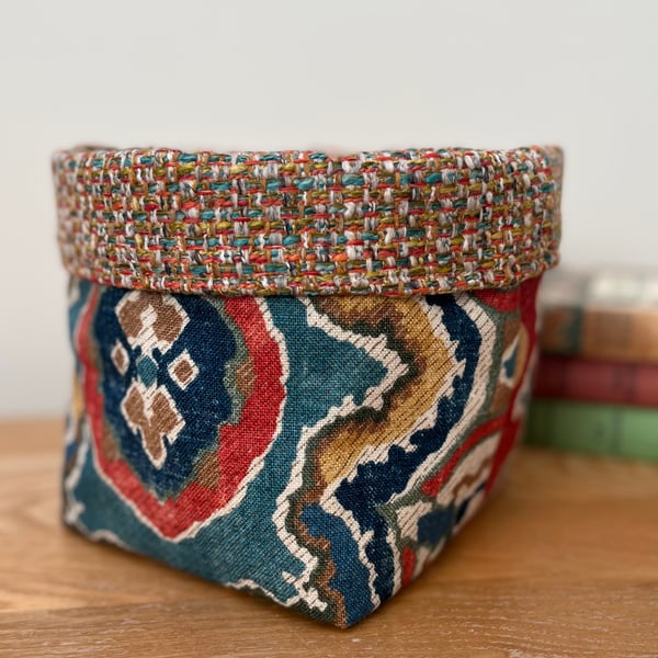 Colourful reversible storage basket plant pot craft storage