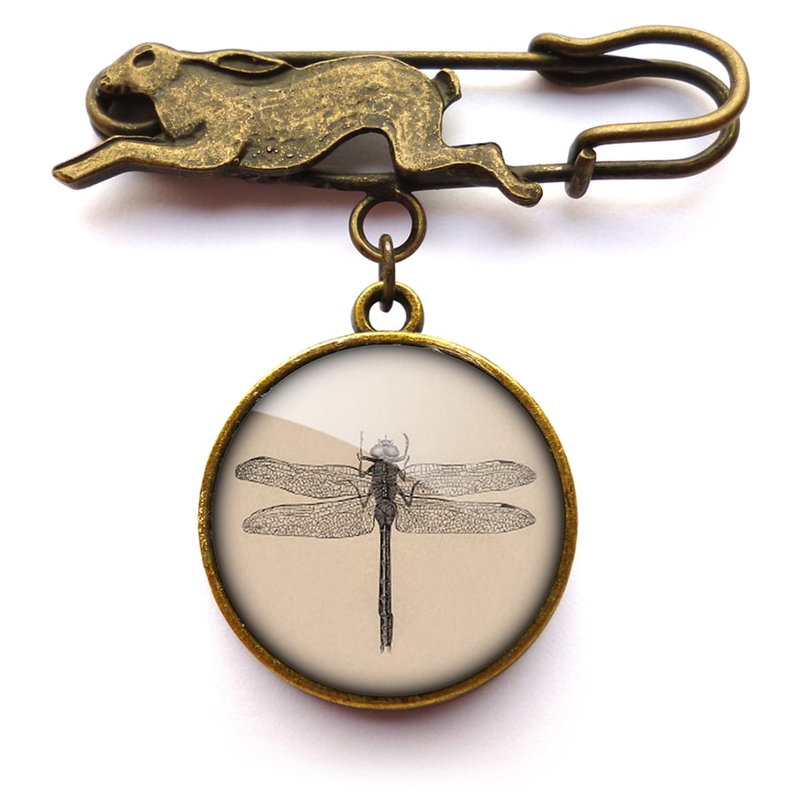 Vintage Dragonfly Hare Pin Brooch (ER03)