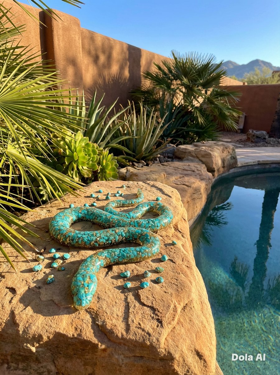 Resin Tuquoise and Gold Snake