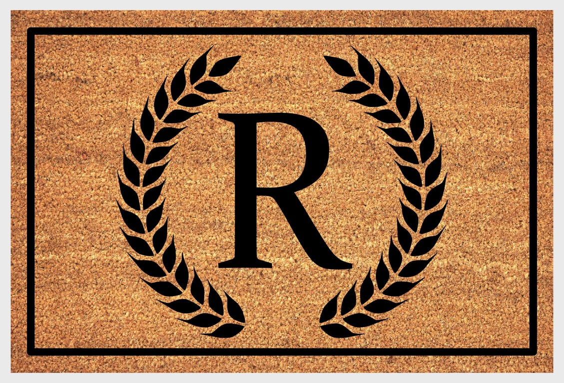 R Letter Door Mat - Monogram Letter R Welcome Mat - 3 Sizes