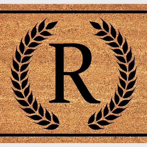 R Letter Door Mat - Monogram Letter R Welcome Mat - 3 Sizes