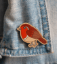 Hand-Painted Wooden Robin Pin – Bird Lover Gift - Image 4