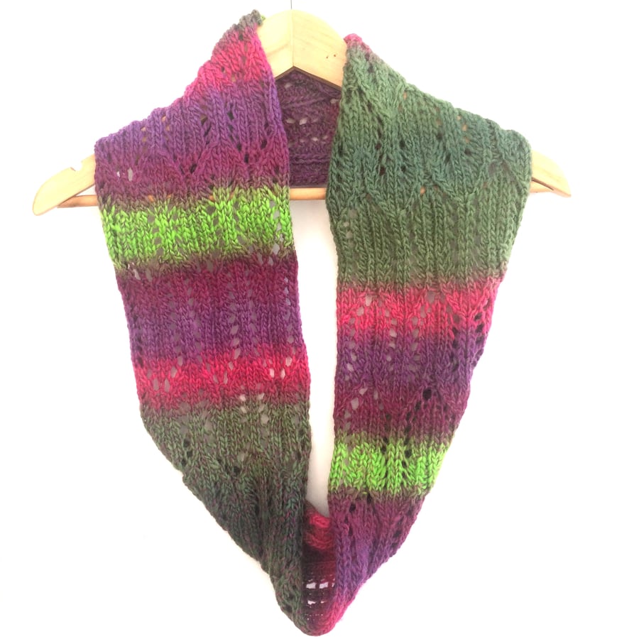 Striped wool infinity scarf
