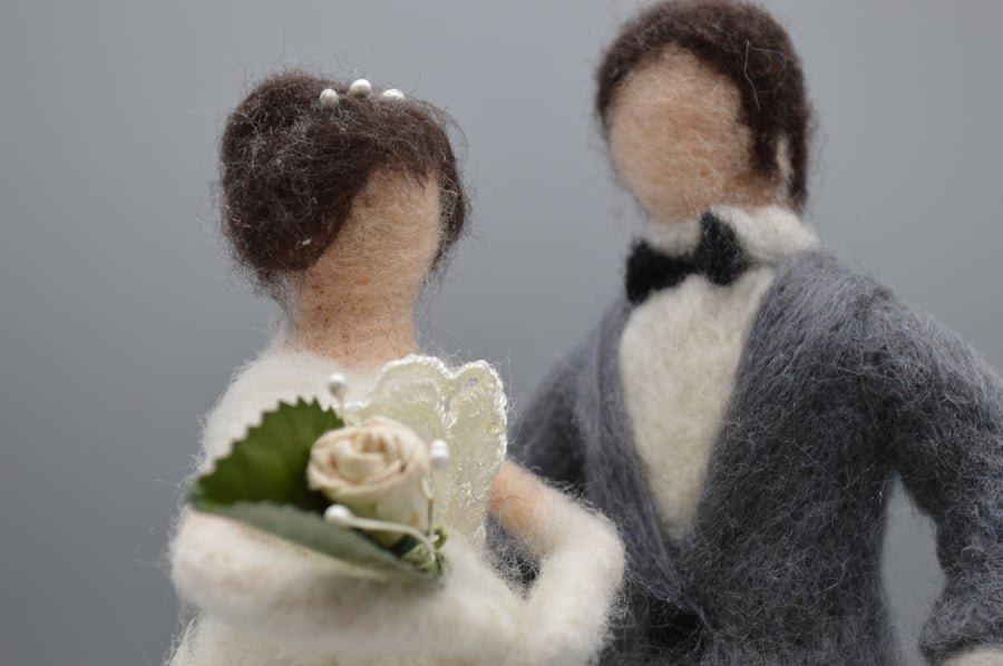 Needle felted bride and groom