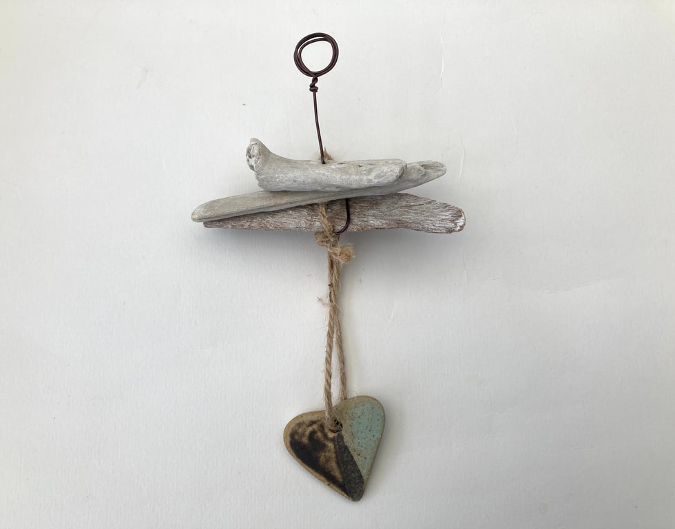 Driftwood ceramic hanger, Loveheart hanger, gift idea, birthday, home decor