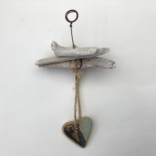 Driftwood ceramic hanger, Loveheart hanger, gift idea, birthday, home decor