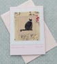 Little Black Cat hand-stitched miniature on card - good luck! - Image 3