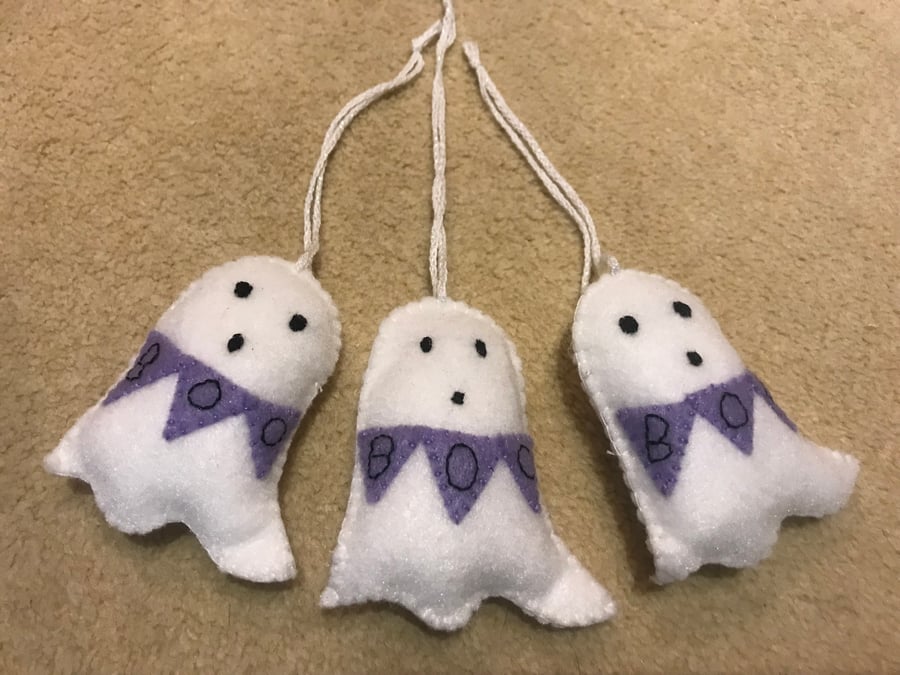 Set of three Felt Halloween Ghosts
