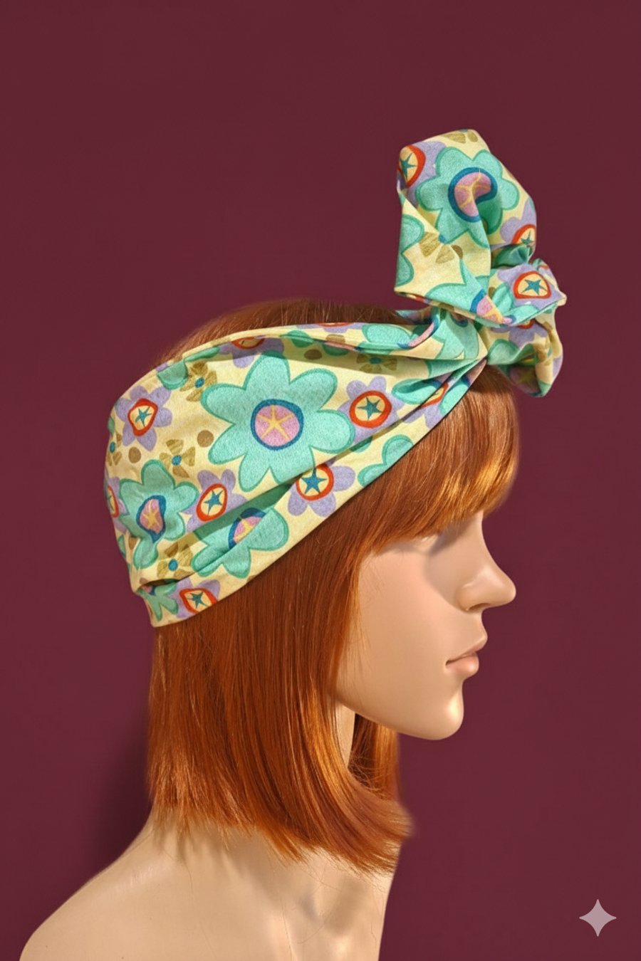 Retro Floral Wide Wire Headwrap 