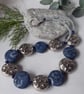Blue and silver polymer clay statement necklace - Image 3