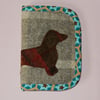 Tweed needle case with dachshund