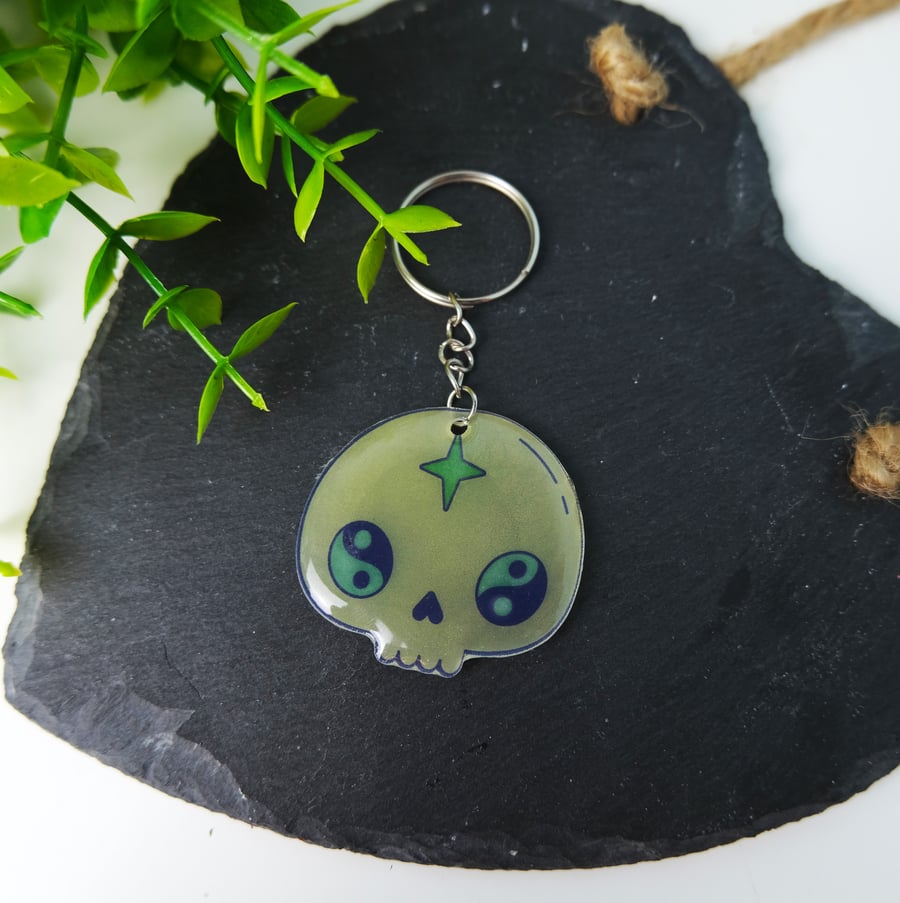 Yin Yang Mystic Skull Keyring