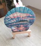 Pastel seascape handpainted shell wall decoration.   - Image 4