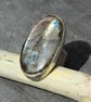 Statement Gemstone Ring - Labradorite and Sterling Silver - Artisan - Size N - Image 1