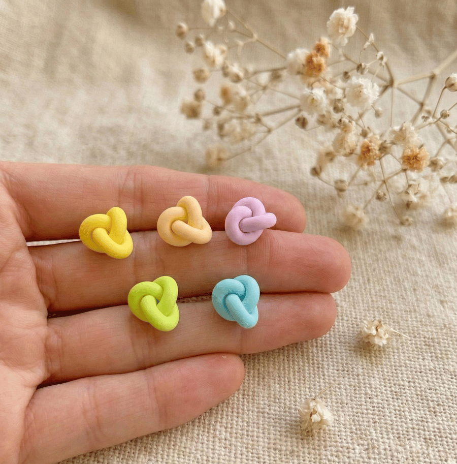 Pastel Knot Studs - Pick Your Colour - Clay Earrings - Gift for Her