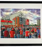 Manchester Utd. Old Trafford, Framed Football Art Print. 14" x 11" Frame Size