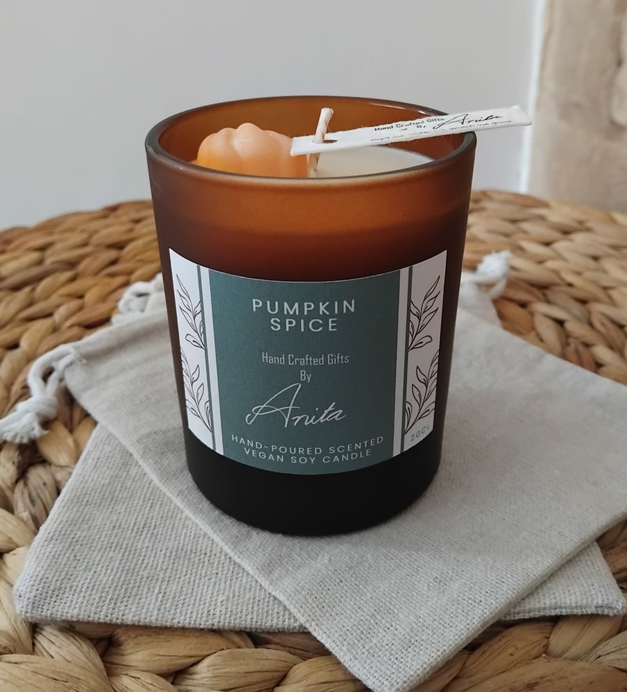 Pumpkin Spice scented vegan soy wax candle