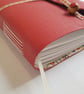 Red Leather Journal, Hand Bound with Ceramic Button , Art Journal, A5 size - Image 4