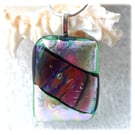 Lilac Green 254 Dichroic Glass Pendant silver plated chain