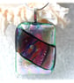 Lilac Green 256 Dichroic Glass Pendant silver plated chain - Image 1