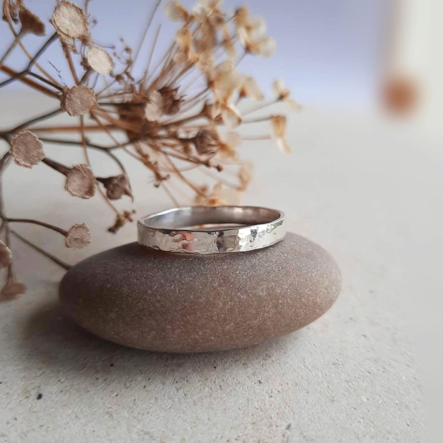 Sterling Silver Hammered Band Ring for Finger or Thumb