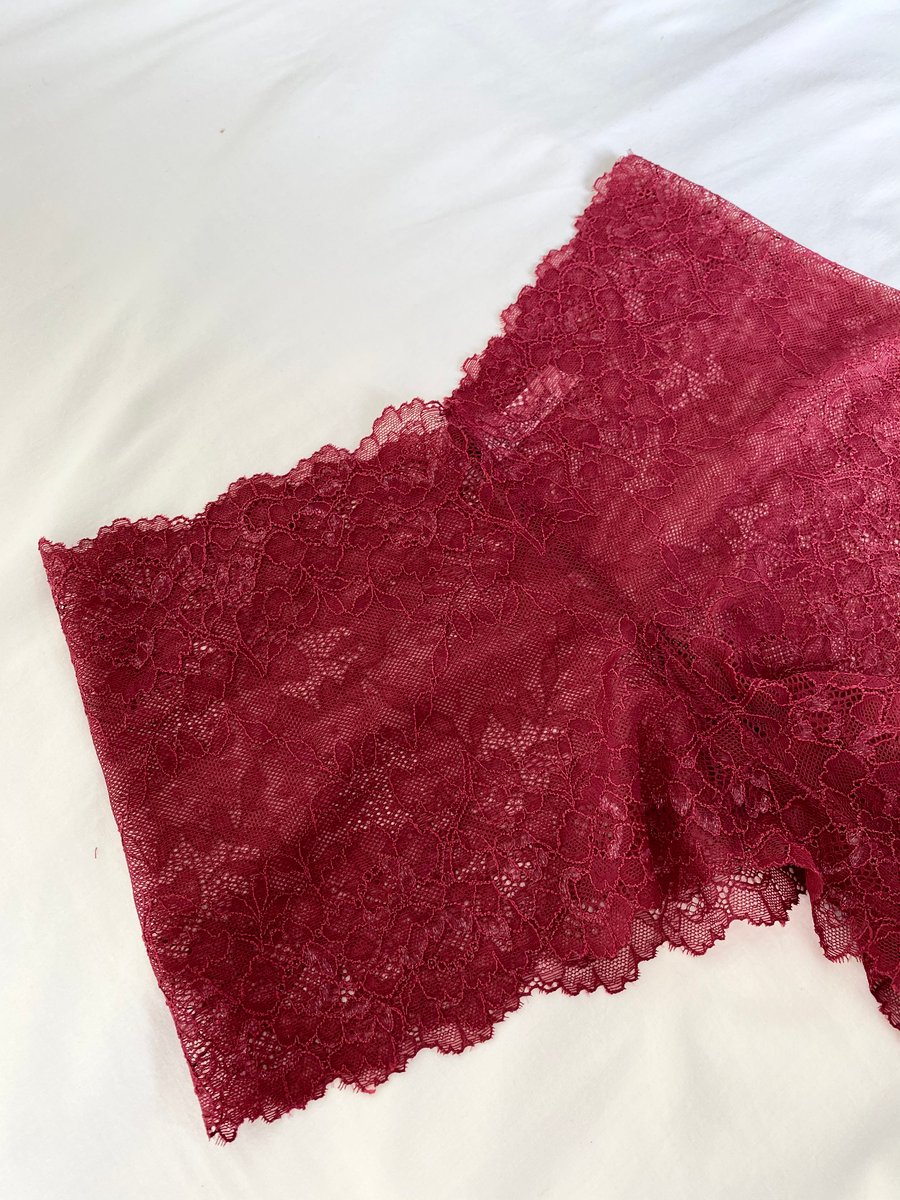 Handmade burgundy red lace high-waisted french knicker