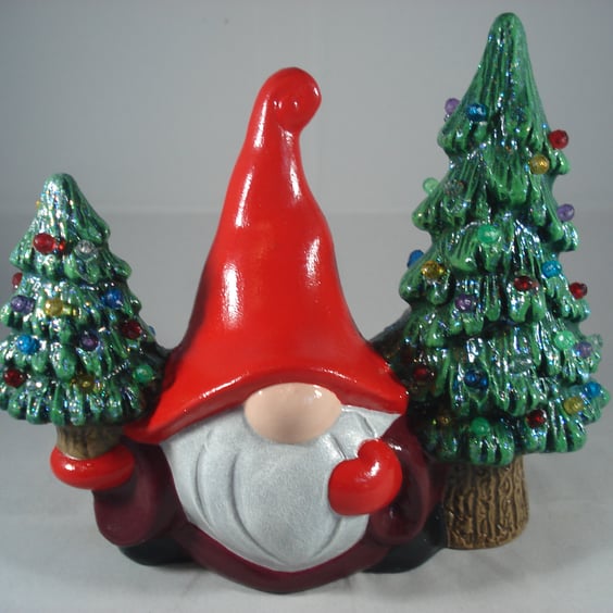 Ceramic Xmas Christmas Trees Gnome Gonk Figurine Ornament Decoration.