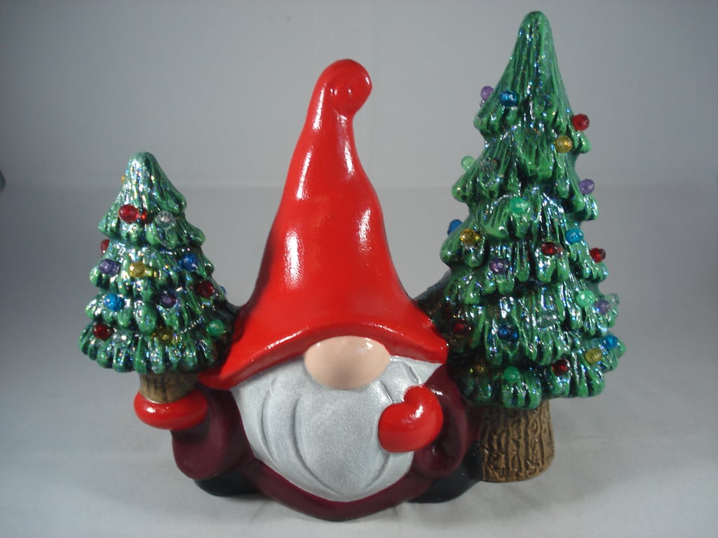 Ceramic Xmas Christmas Trees Gnome Gonk Figurine Ornament Decoration.