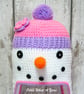 Crochet pink snowlady, snowman hat,  Age 3-6 years approx - Image 4