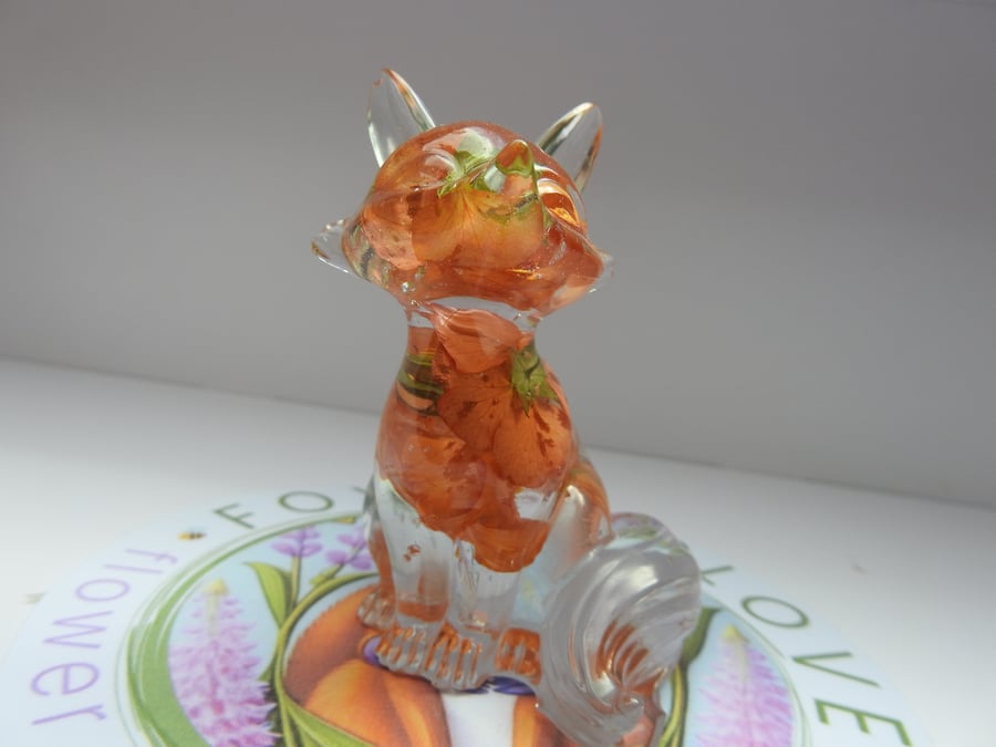 Real Flower Geum Fox Ornament - Gift For Gardeners And Fox & Nature Lovers