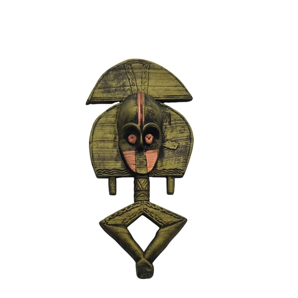 african Kota mask fridgemagnet, tribal art decor, rustic kitchen decoration, 