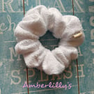 Towelling scrunchie in white bamboo fabric
