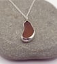 Amber brown Seaglass & Sterling Silver Pendant  - Image 5