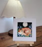 Mounted Original Whimsical Resting Red Fox in Moonlight Midnight Meadow Art - Image 5