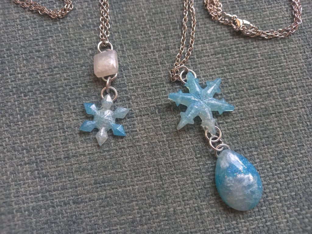 Handmade Snowflake and Gem Necklace