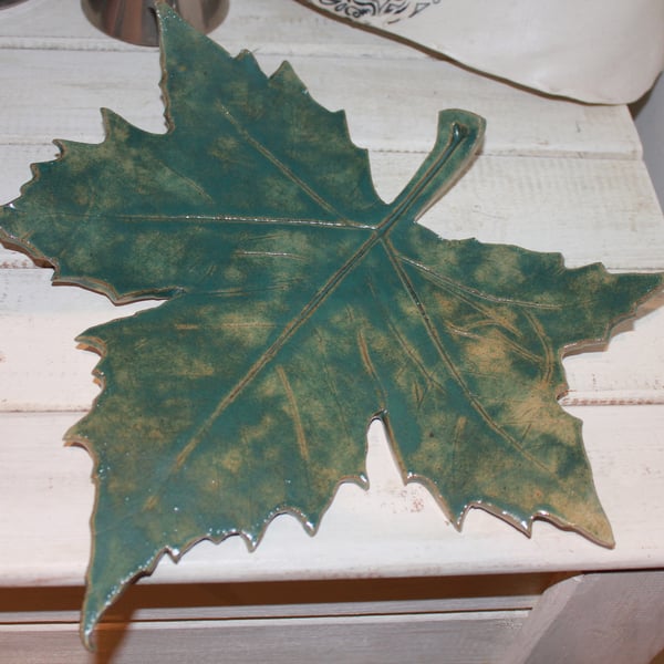 Handmade ceramic leaf decoration