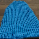 unisex adult 100% cashmere hand knitted royal blue beanie
