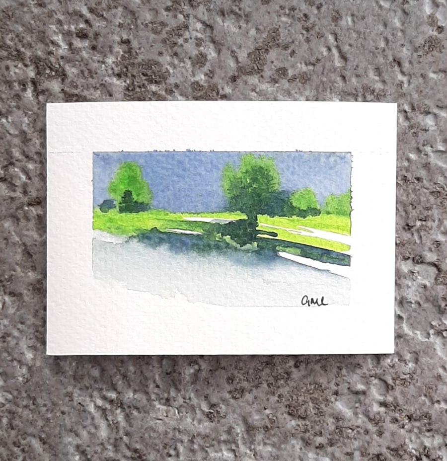 Stormy Scottish Light Abstract Handpainted ACEO. Original Watercolour Painting