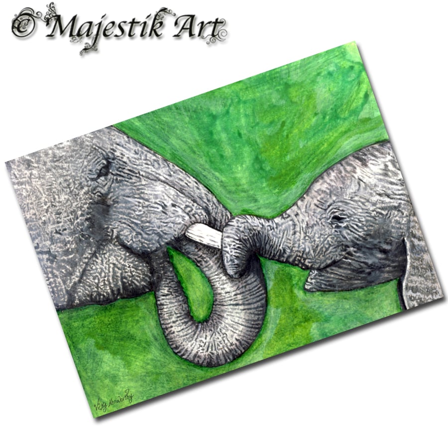 Archival ACEO Elephant 'Don't let go' By V Kenworthy
