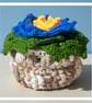 Handmade Crochet Flower Coasters Set of 6 with Basket - Image 1