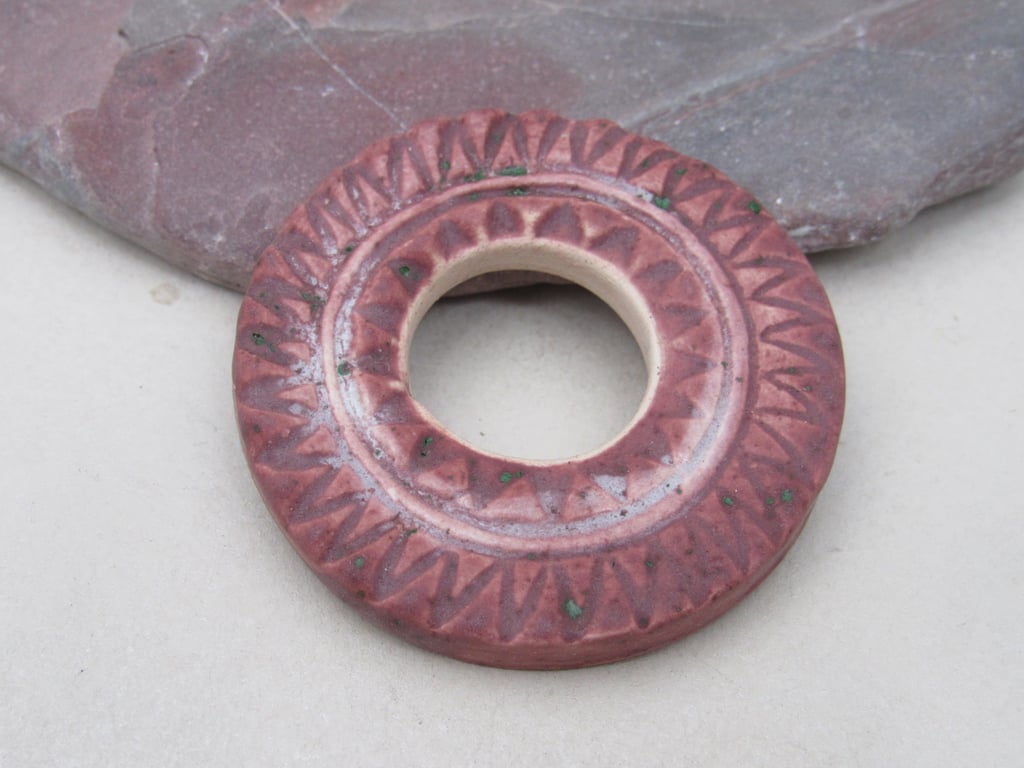 Chunky Damson Purple Ceramic Pendant Loop Connector