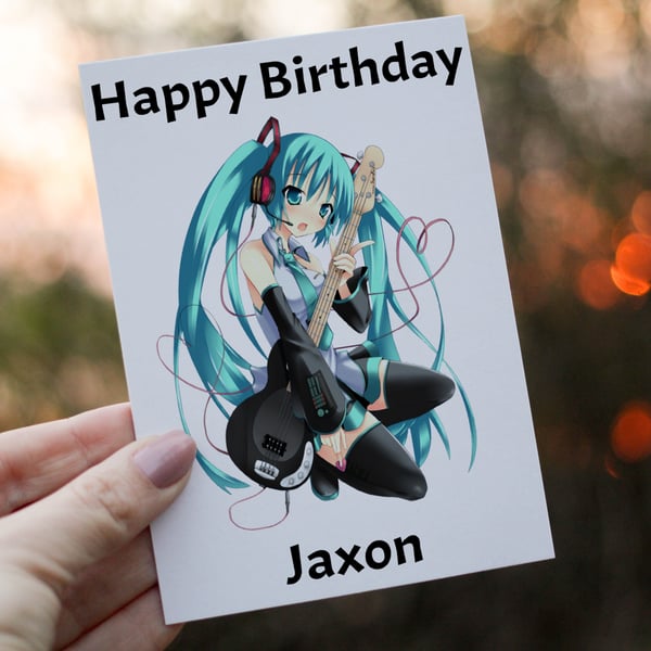 Miku Anime Birthday Card, Personalized Card for Birthday, Anime Card