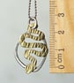 Recycled Silver Brass Textured Adder Snake Pendant Necklace - Image 4