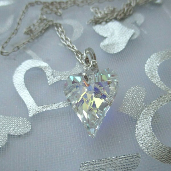 Stunning Swarovski Elements crystal wild heart on sterling silver chain